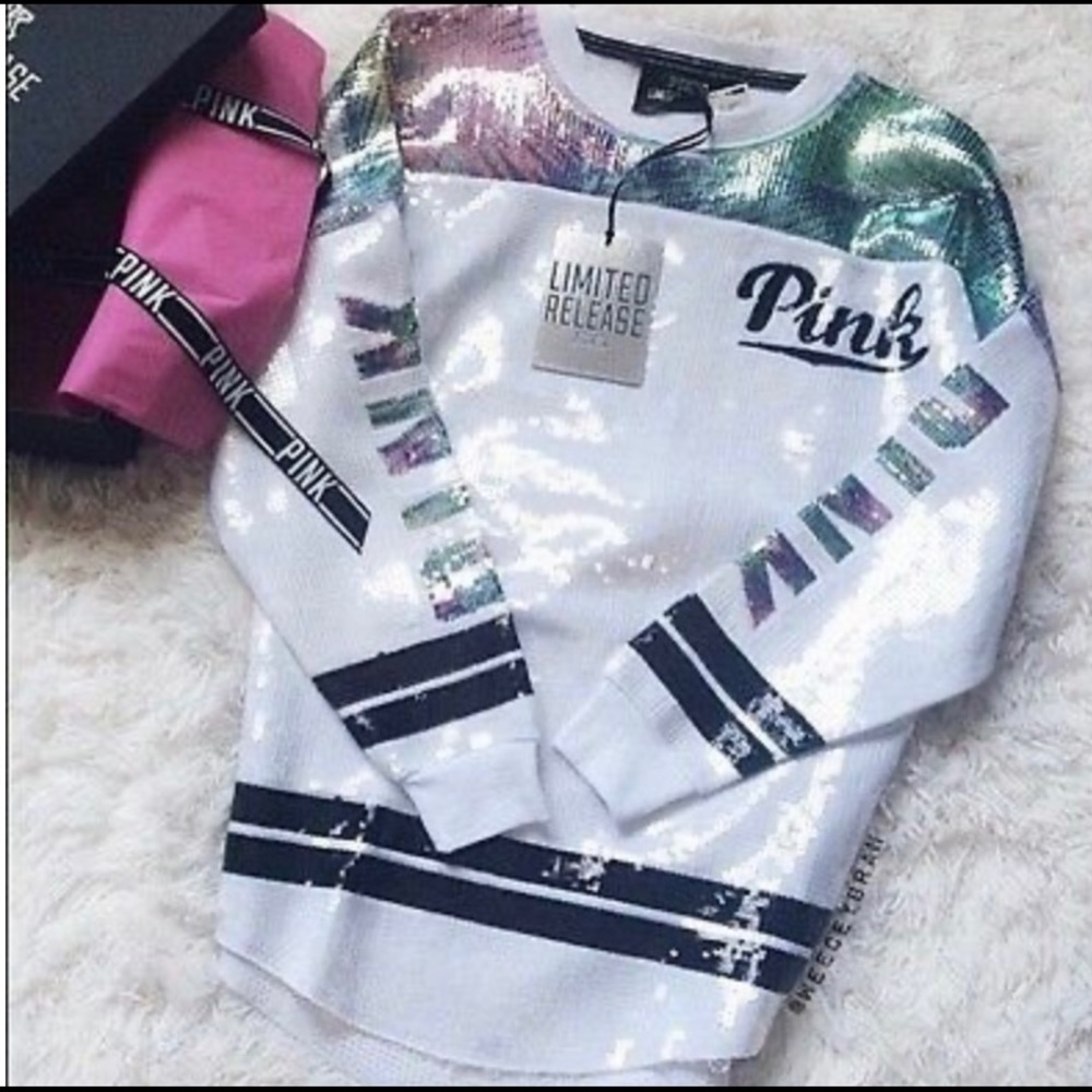 LIMITED EDITION VS Pink sequence varsity crew